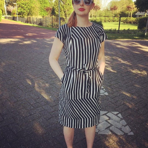 Marimekko jurk zwart wit gestreept