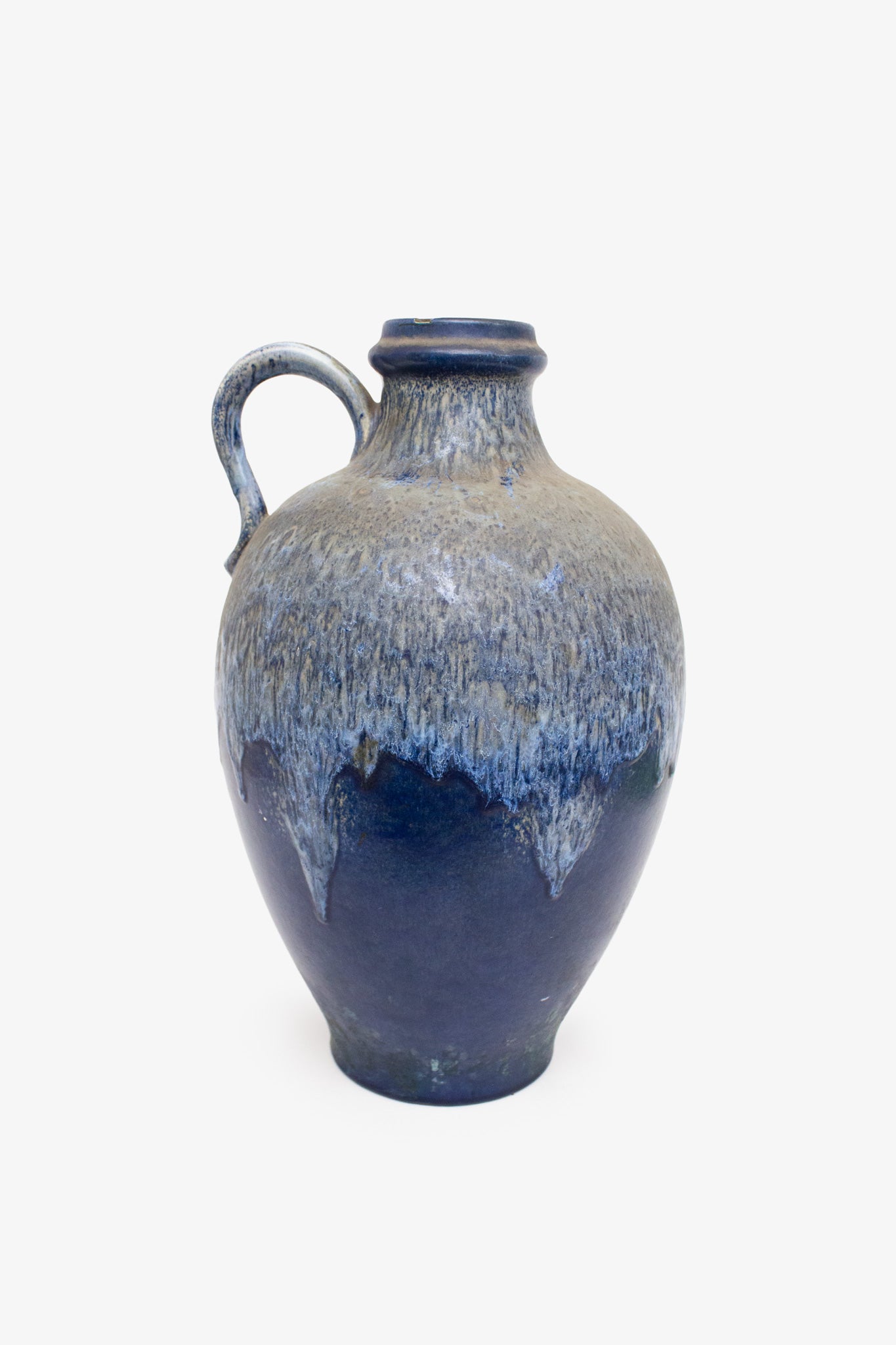 Mid-Century keramieken vloervaas met blauw kleurverloop