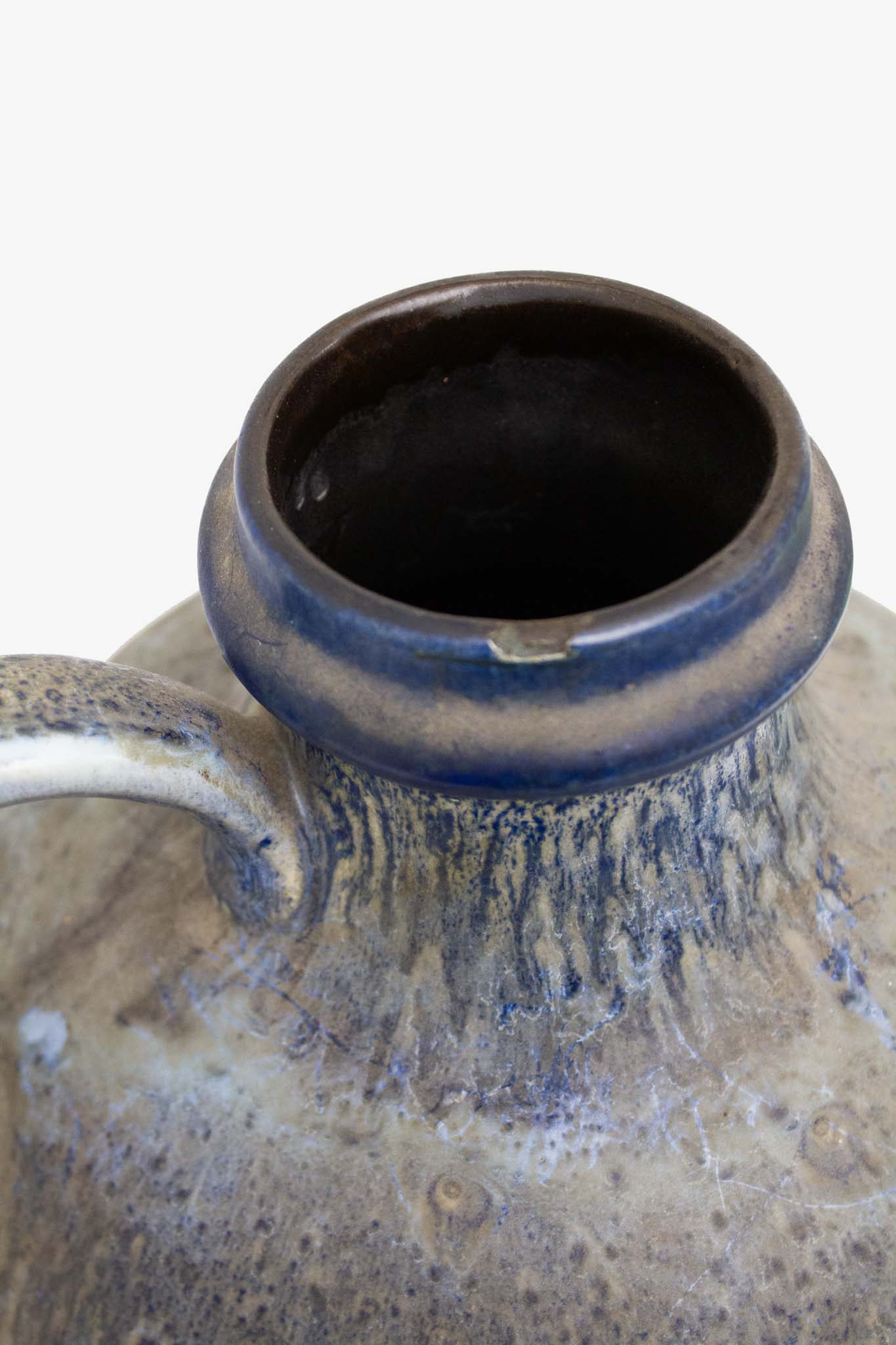 Mid-Century keramieken vloervaas met blauw kleurverloop