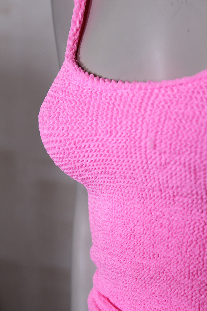 Fluor roze nineties tanktop / rok crinkle