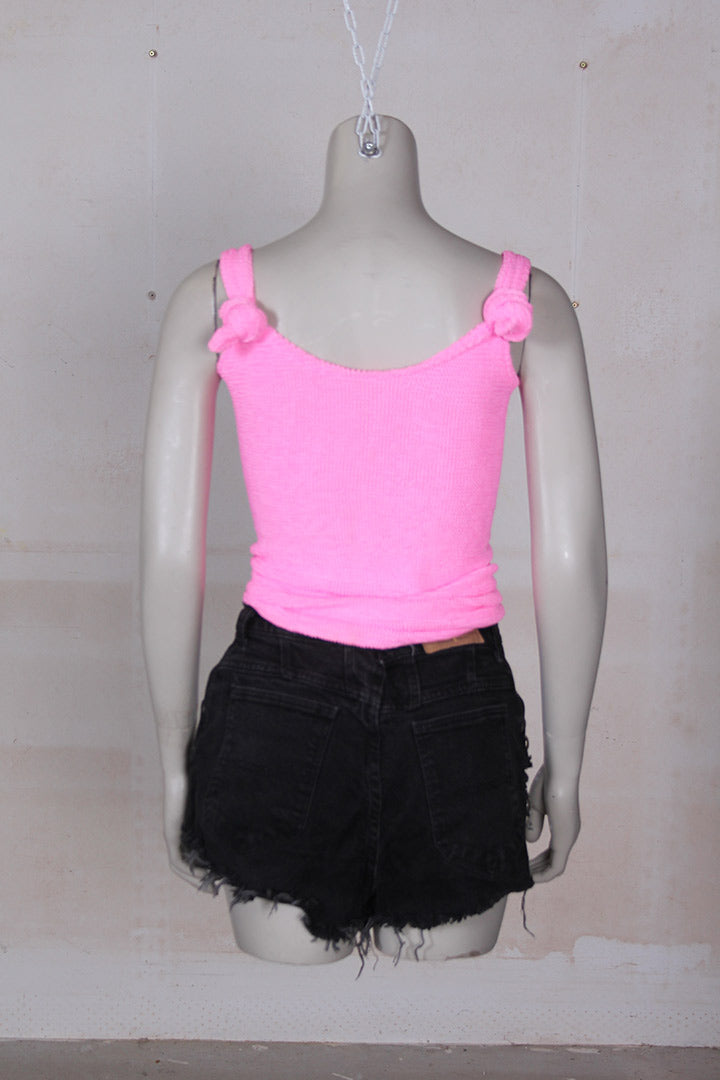 Fluor roze nineties tanktop / rok crinkle