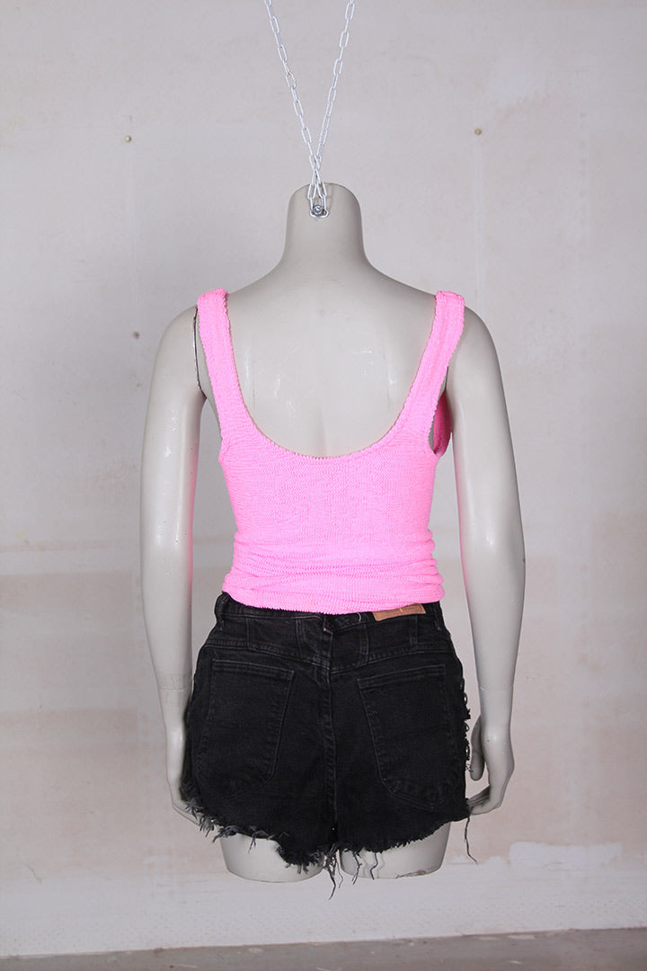 Fluor roze nineties tanktop / rok crinkle