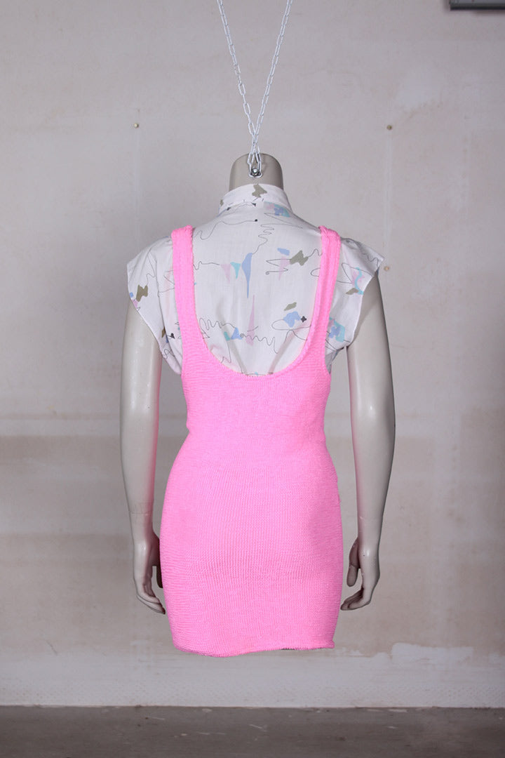 Fluor roze nineties tanktop / rok crinkle