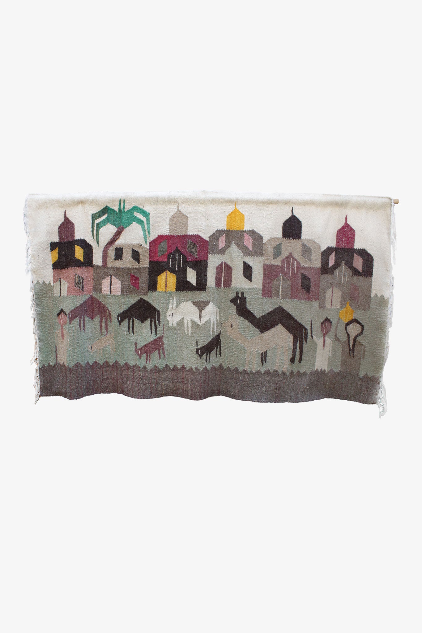 Egyptisch wollen vintage wandkleed met herdersdorp