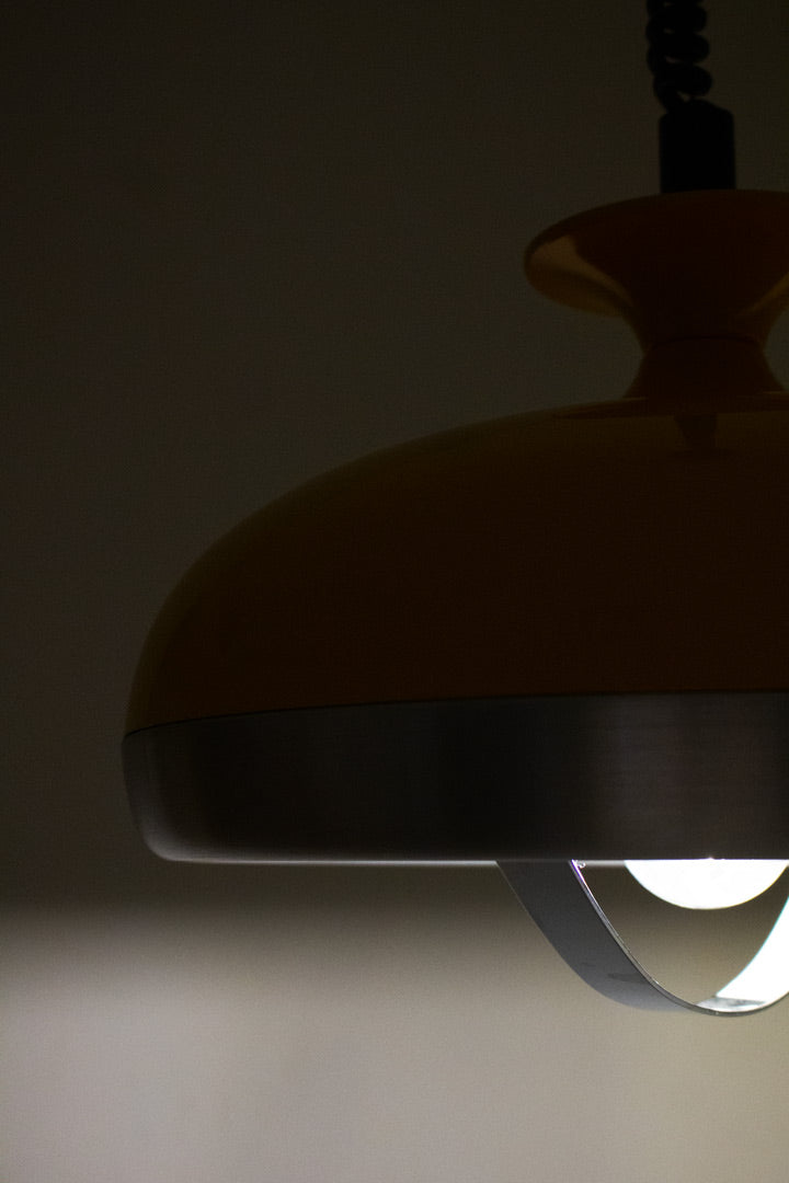 Jaren 70 gele vintage Space Age hanglamp
