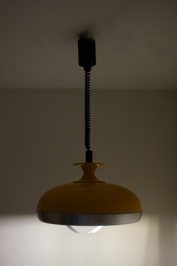 Jaren 70 gele vintage Space Age hanglamp