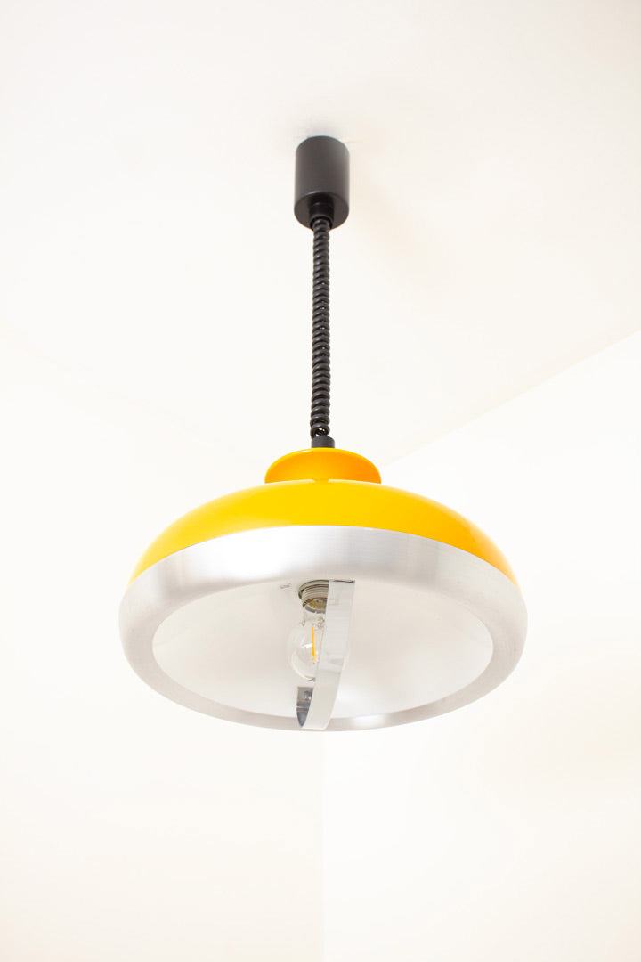 Jaren 70 gele vintage Space Age hanglamp