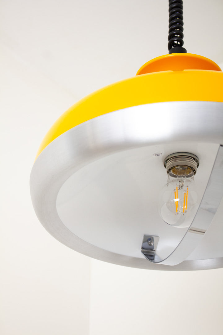 Jaren 70 gele vintage Space Age hanglamp
