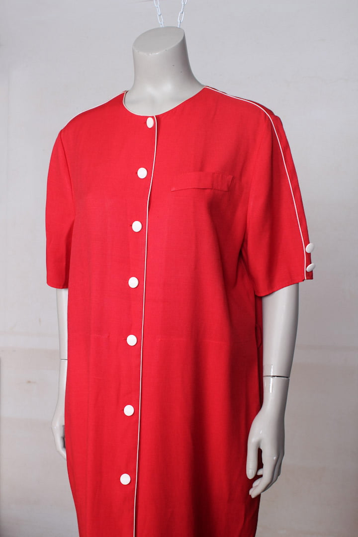 Wijdvallende rode vintage jurk