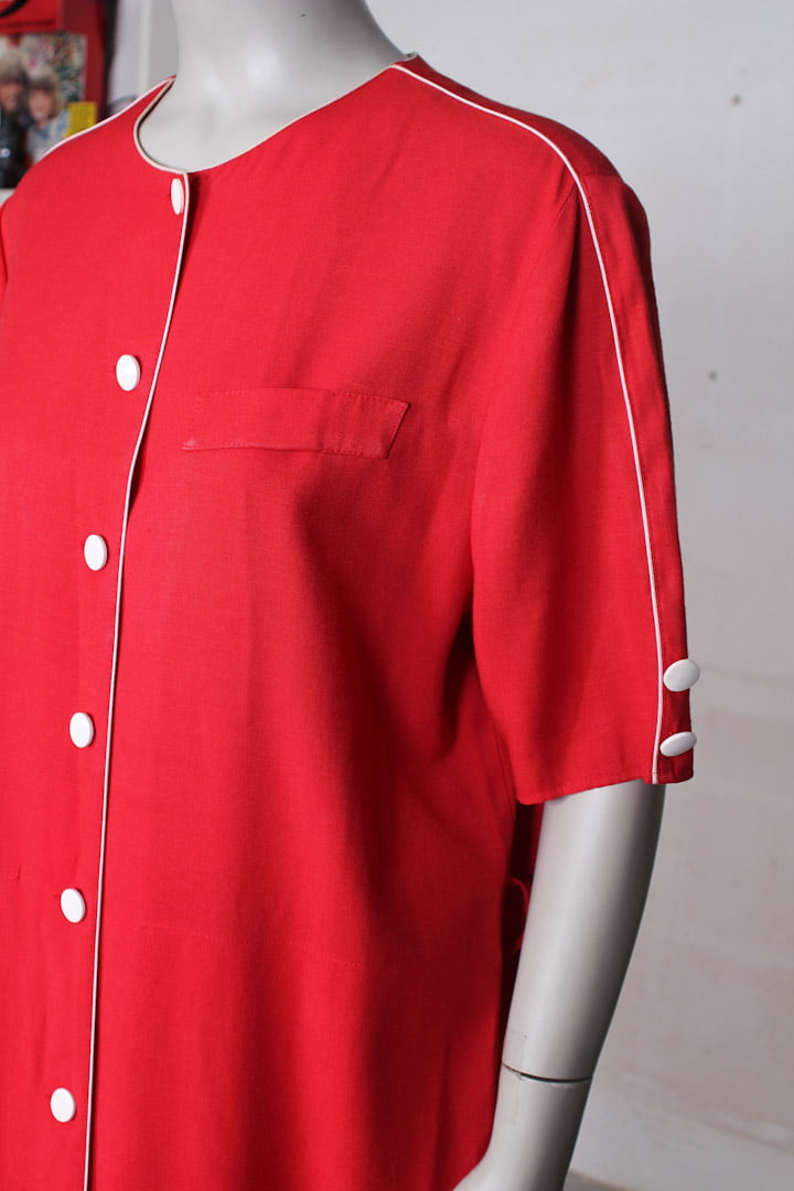 Wijdvallende rode vintage jurk