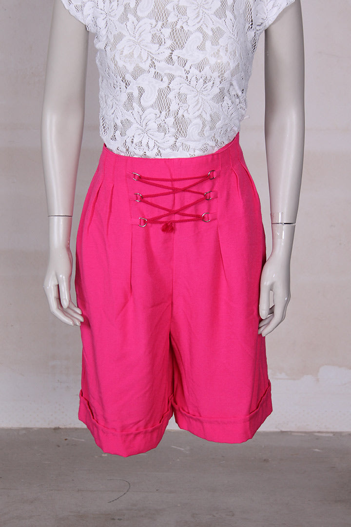 Eighties roze culottes met rijgkoord