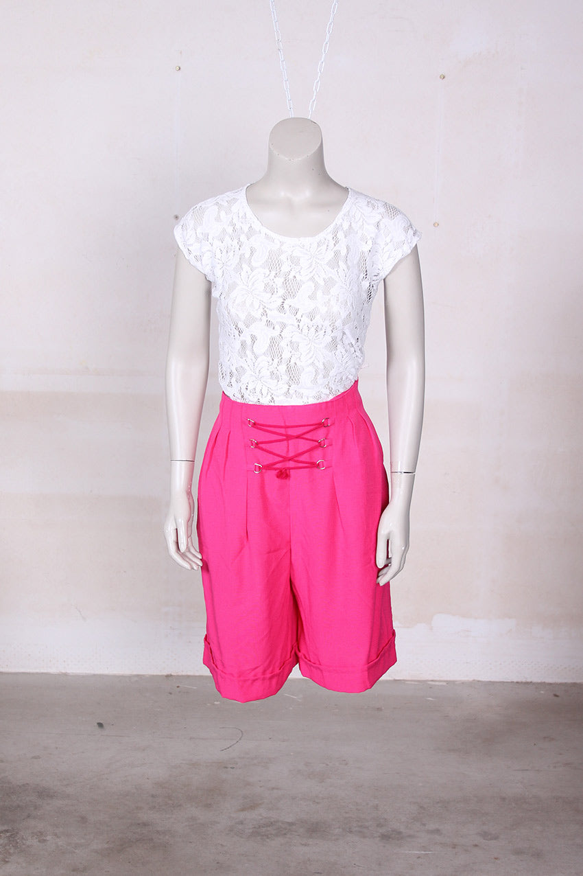 Eighties roze culottes met rijgkoord