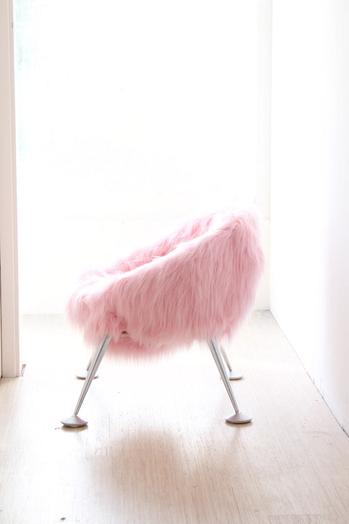 roze furry stoel