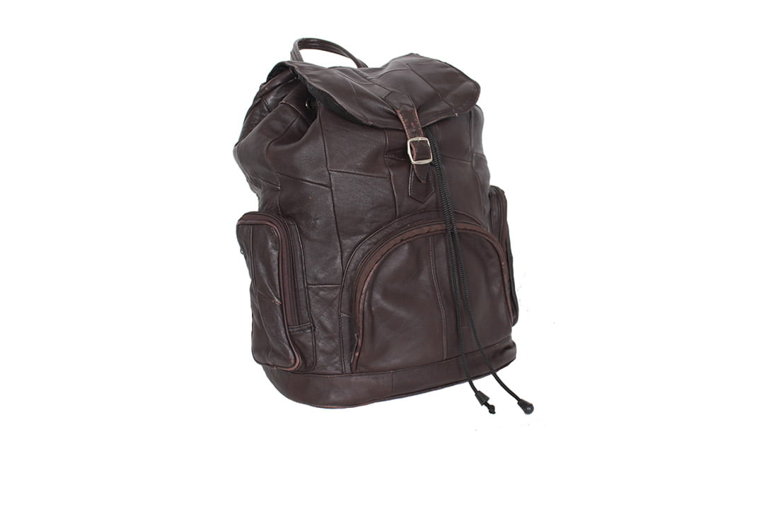 Donkerbruine vintage leren rugtas