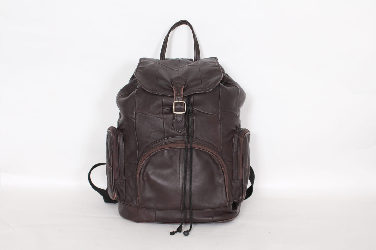 Donkerbruine vintage leren rugtas