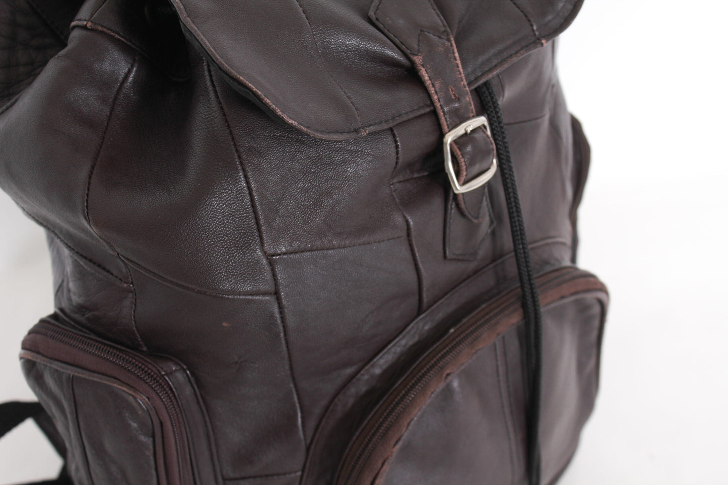 Donkerbruine vintage leren rugtas