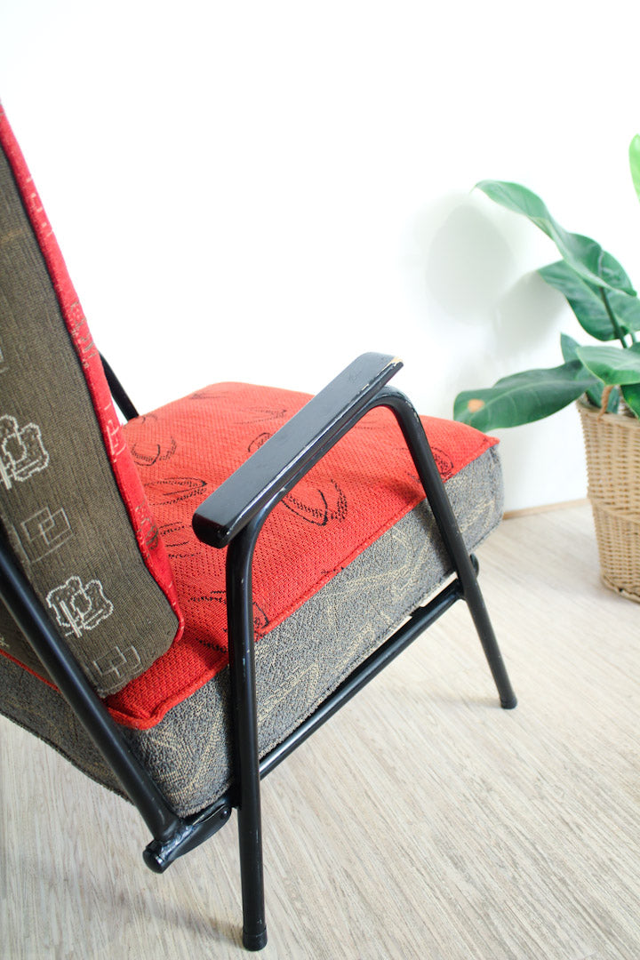 Zwart buisframe vintage fauteuil