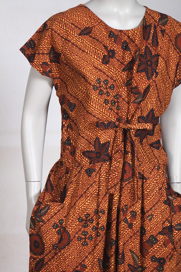 Bruine batik jurk L/XL