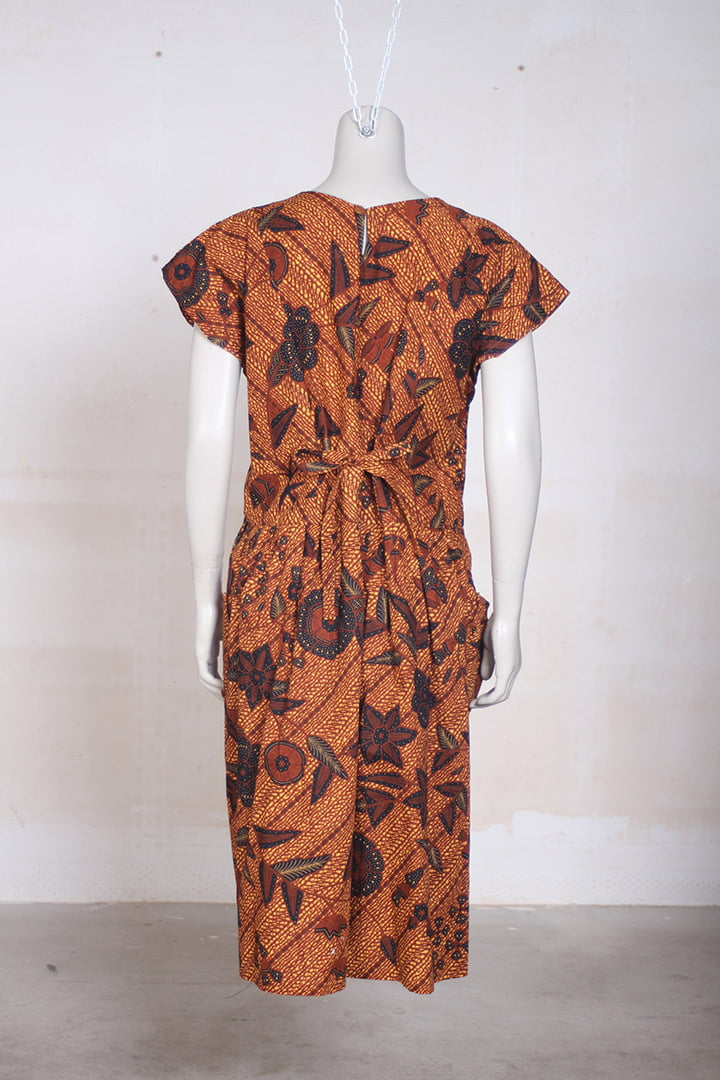 Bruine batik jurk L/XL