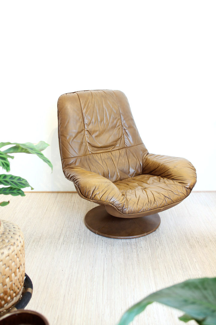 Vintage bruine leren fauteuil