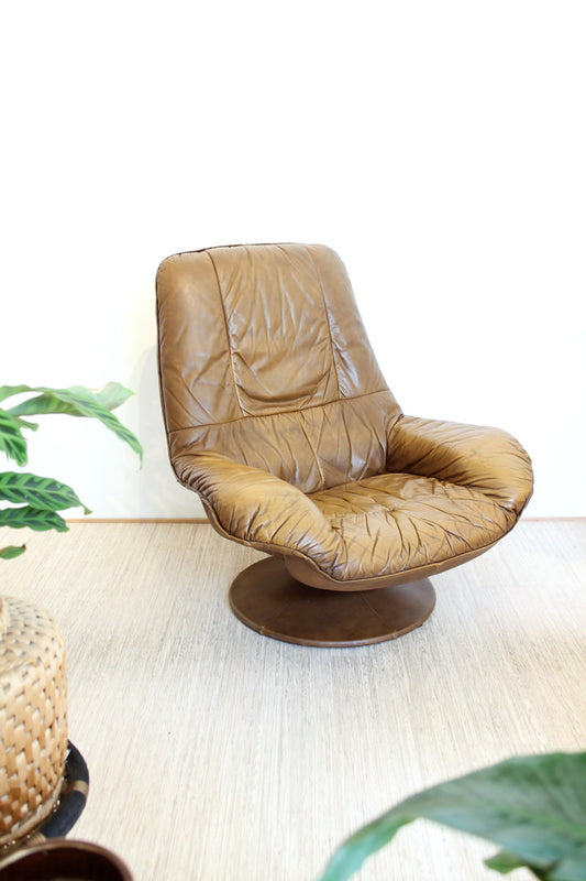 Vintage bruine leren fauteuil