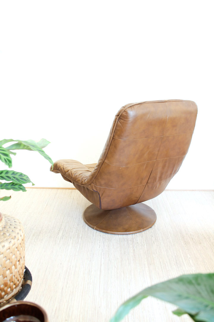 Vintage luxe cognac leren fauteuil