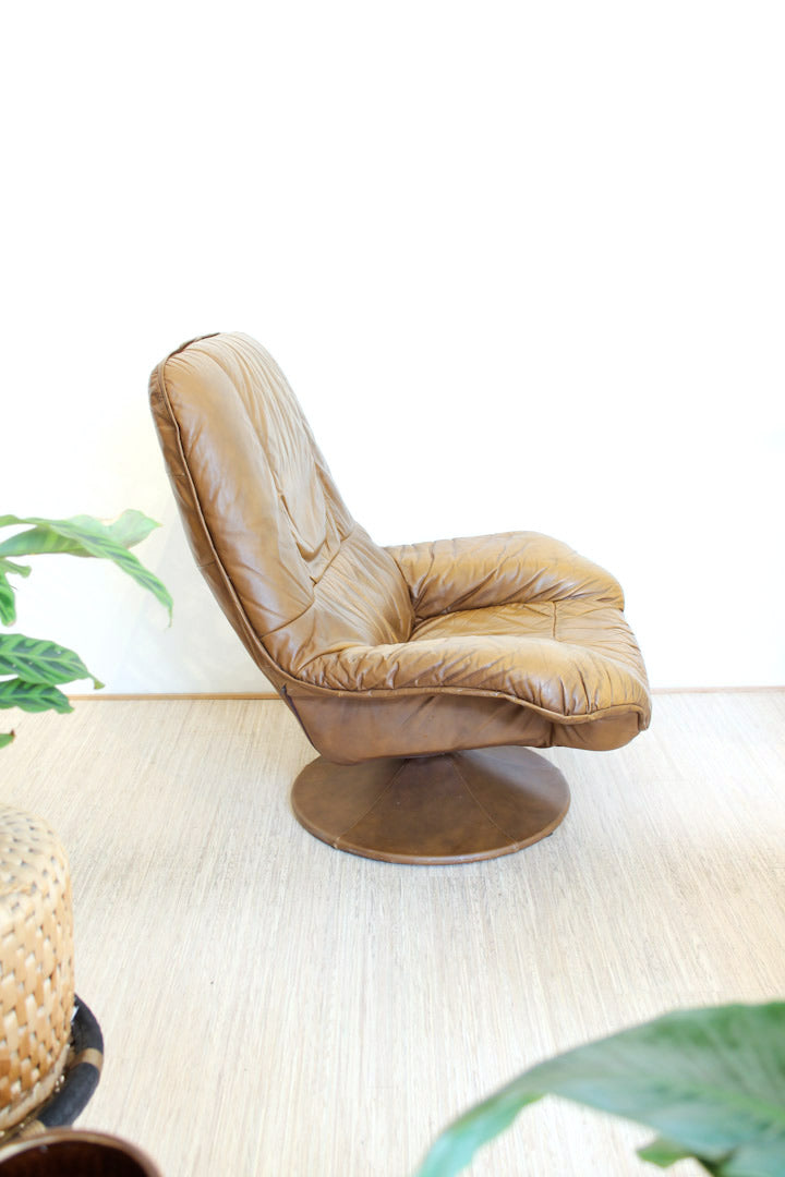 Vintage luxe cognac leren fauteuil