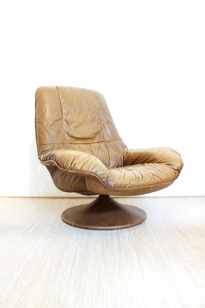 Vintage luxe cognac leren fauteuil