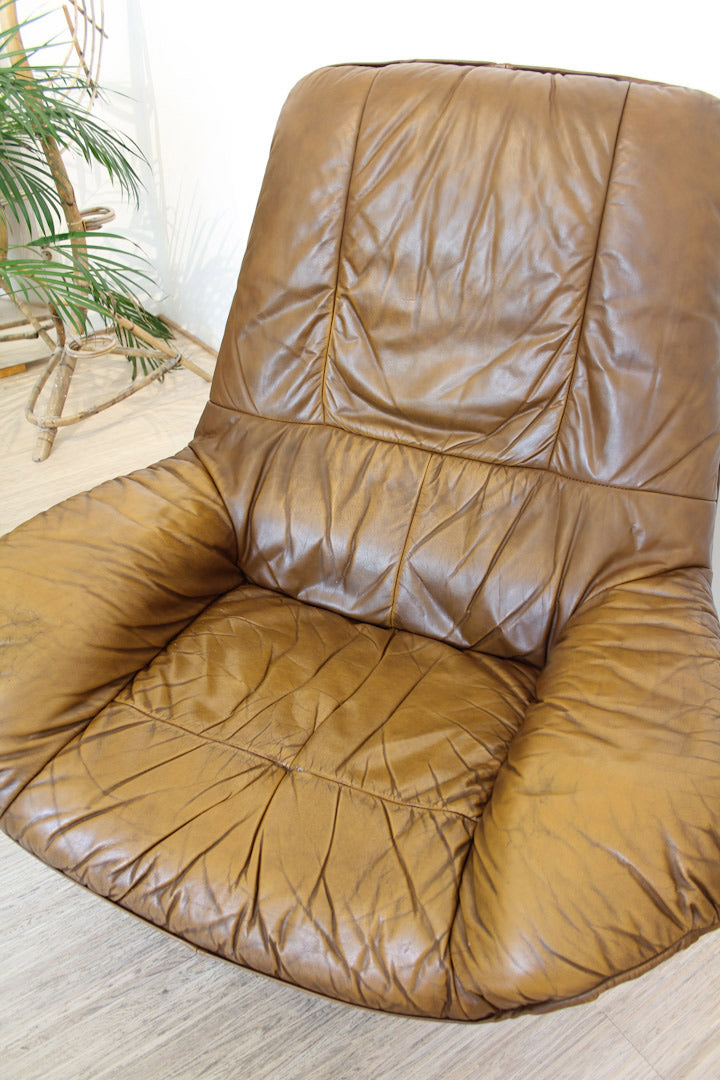Vintage luxe cognac leren fauteuil