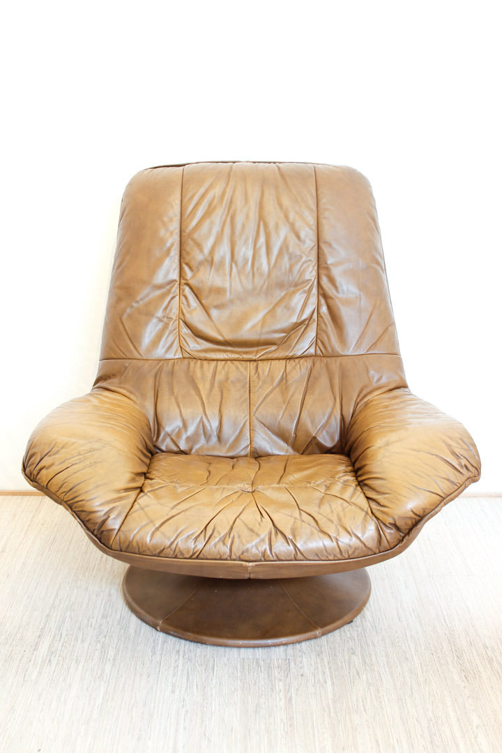 Vintage luxe cognac leren fauteuil