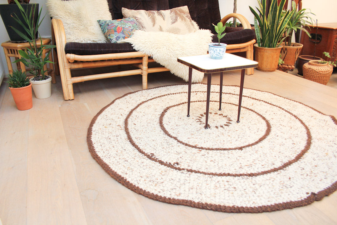 Rond vintage gehaakt vloerkleed