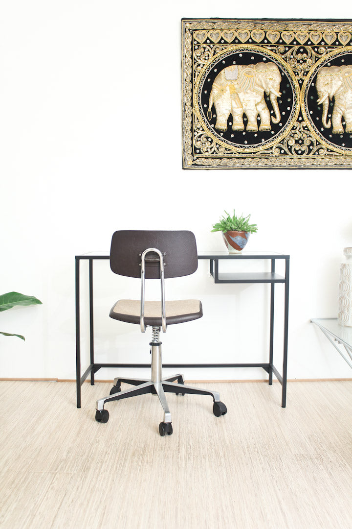 vintage bureaustoel bruin