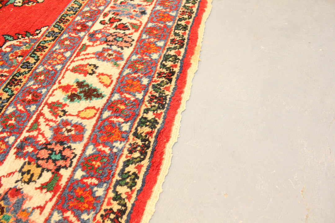 Vintage gebloemd vloerkleed rood 315 x 195 cm