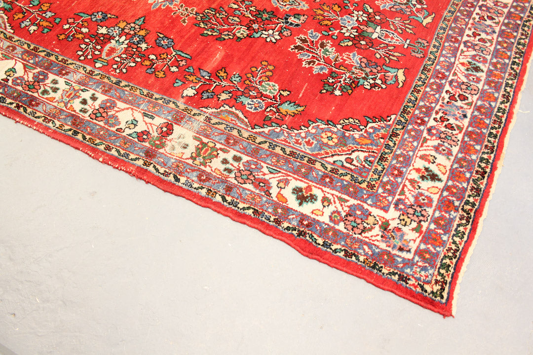 Vintage gebloemd vloerkleed rood 315 x 195 cm