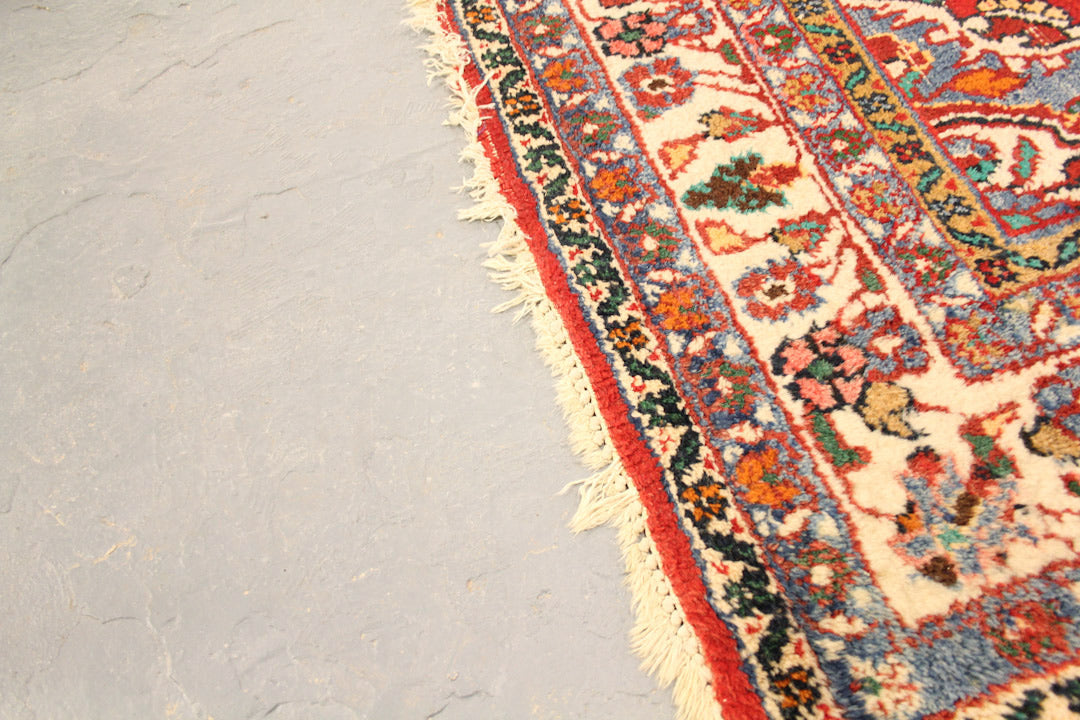 Vintage gebloemd vloerkleed rood 315 x 195 cm