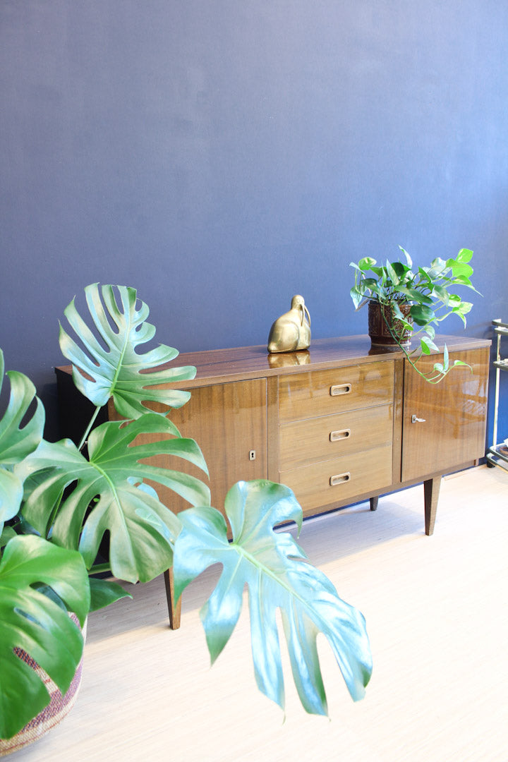 Vintage houten hoogglans dressoir