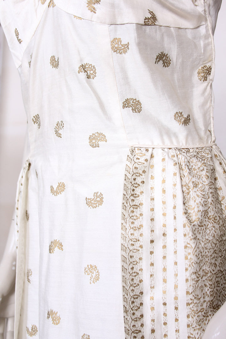 Vintage jaren 50 creme gouden cocktailjurk met stola