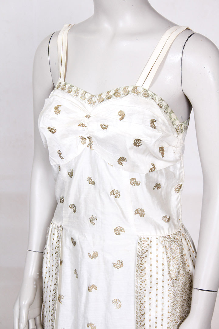 Vintage jaren 50 creme gouden cocktailjurk met stola