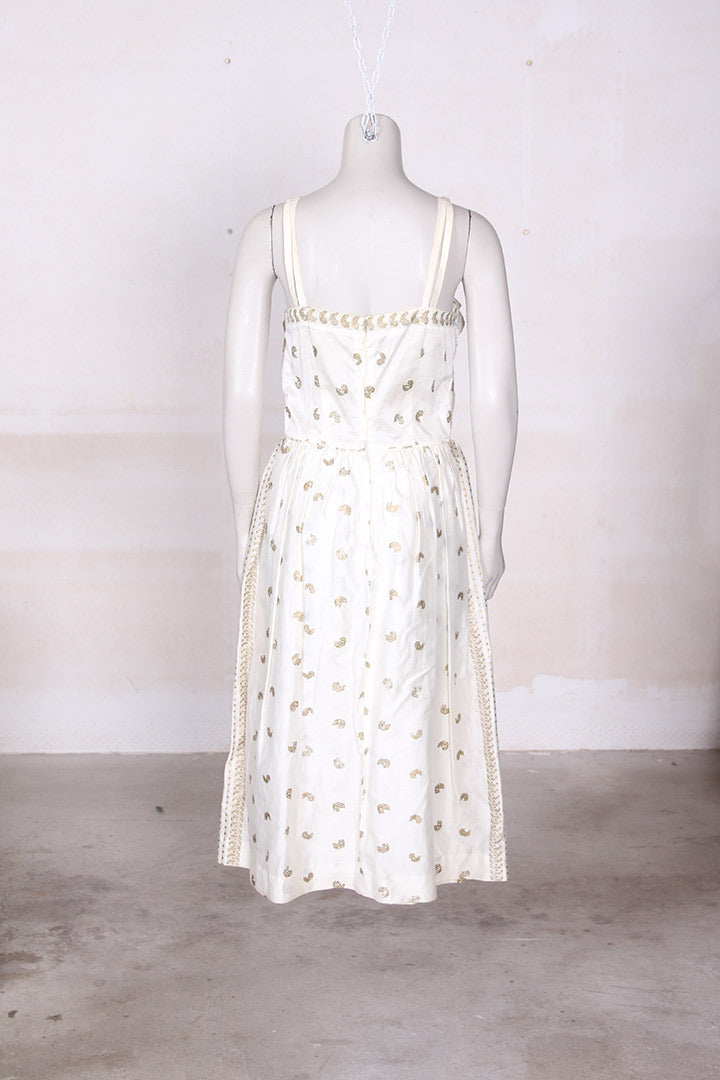 Vintage jaren 50 creme gouden cocktailjurk met stola