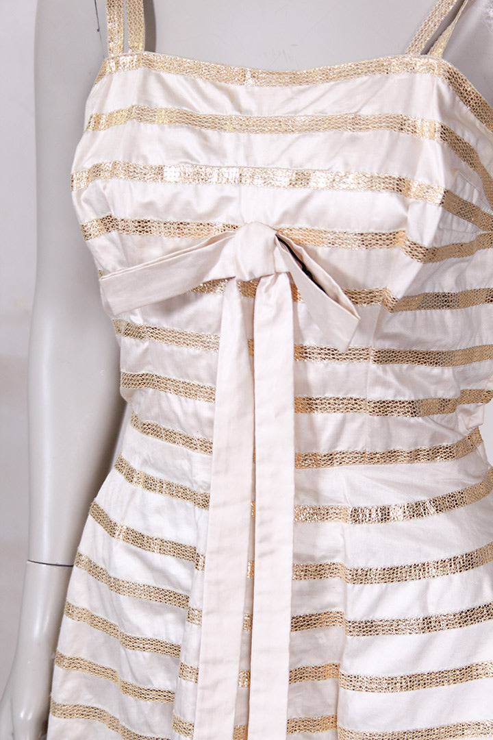Vintage beige gouden cocktailjurk jaren 50 maat S