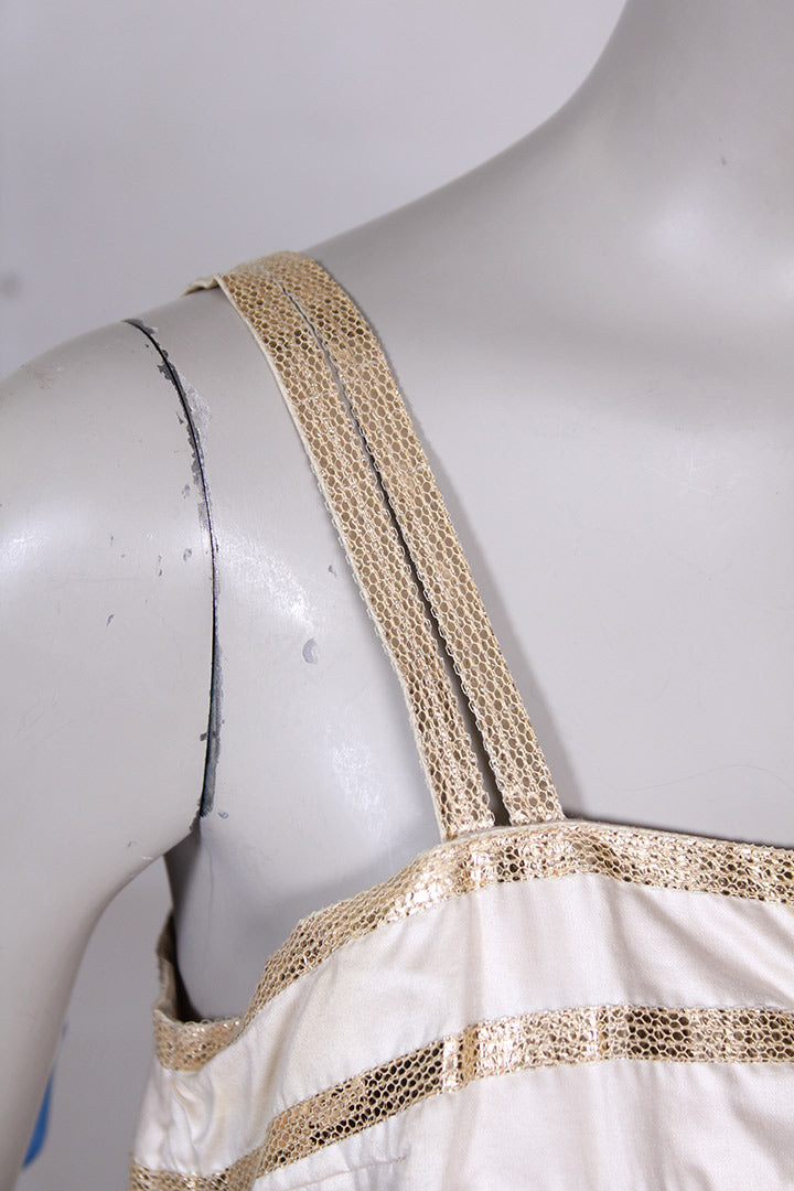 Vintage beige gouden cocktailjurk jaren 50 maat S