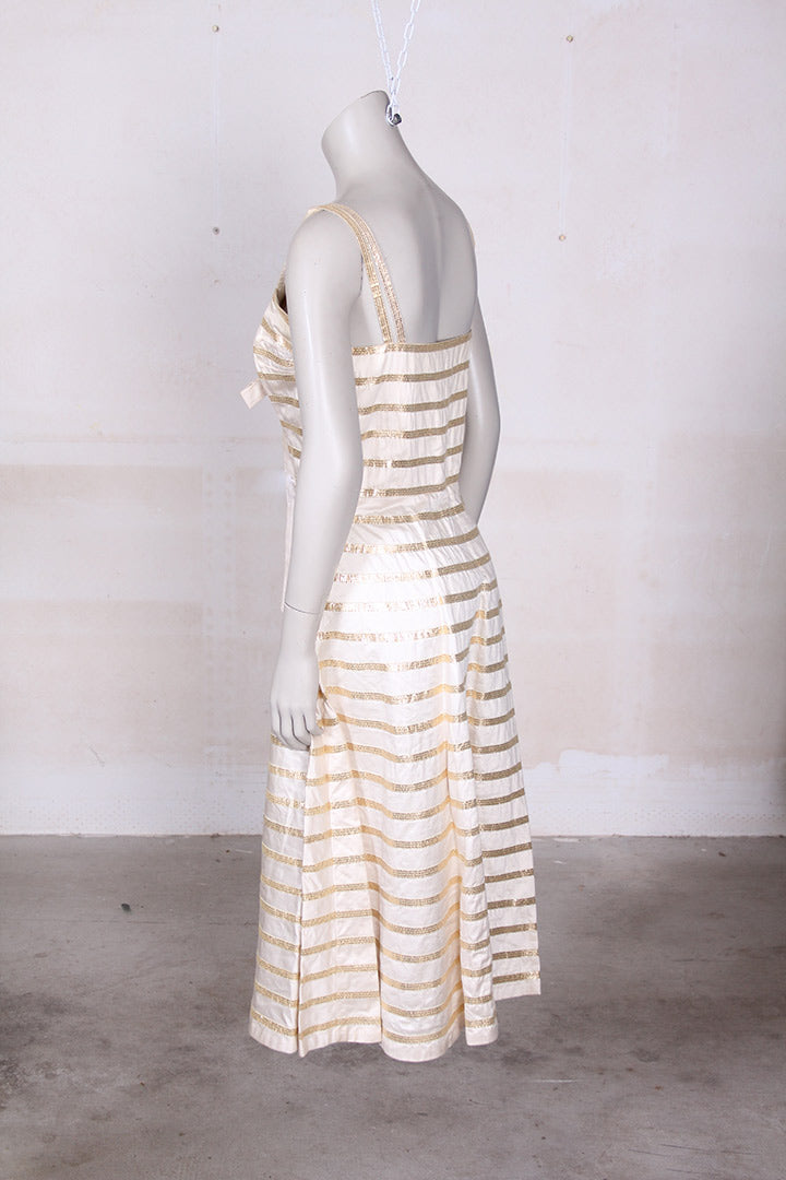 Vintage beige gouden cocktailjurk jaren 50 maat S