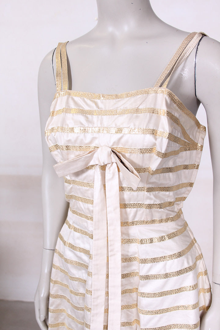 Vintage beige gouden cocktailjurk jaren 50 maat S