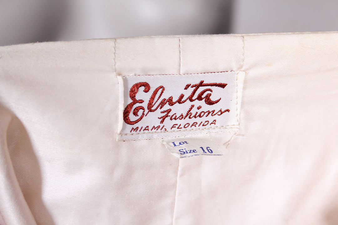 Vintage beige gouden cocktailjurk jaren 50 maat S