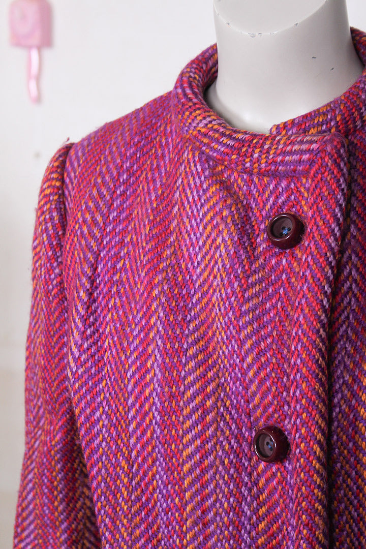 Vintage roze boucle jasje jaren 60
