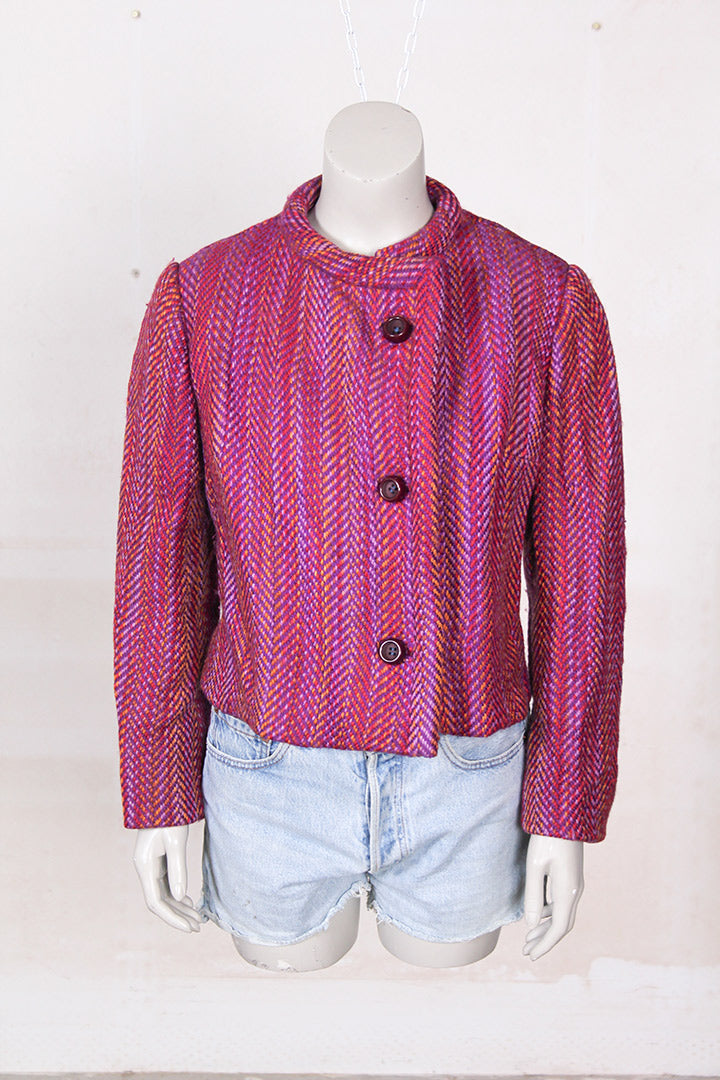 Vintage roze boucle jasje jaren 60
