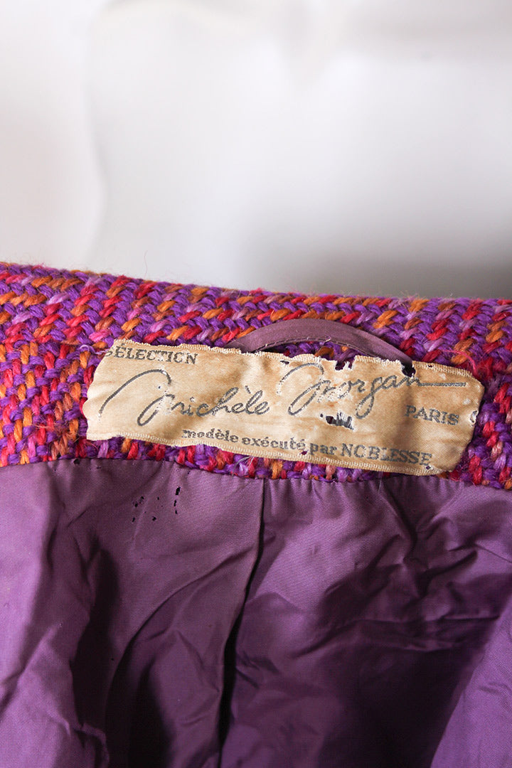 Vintage roze boucle jasje jaren 60