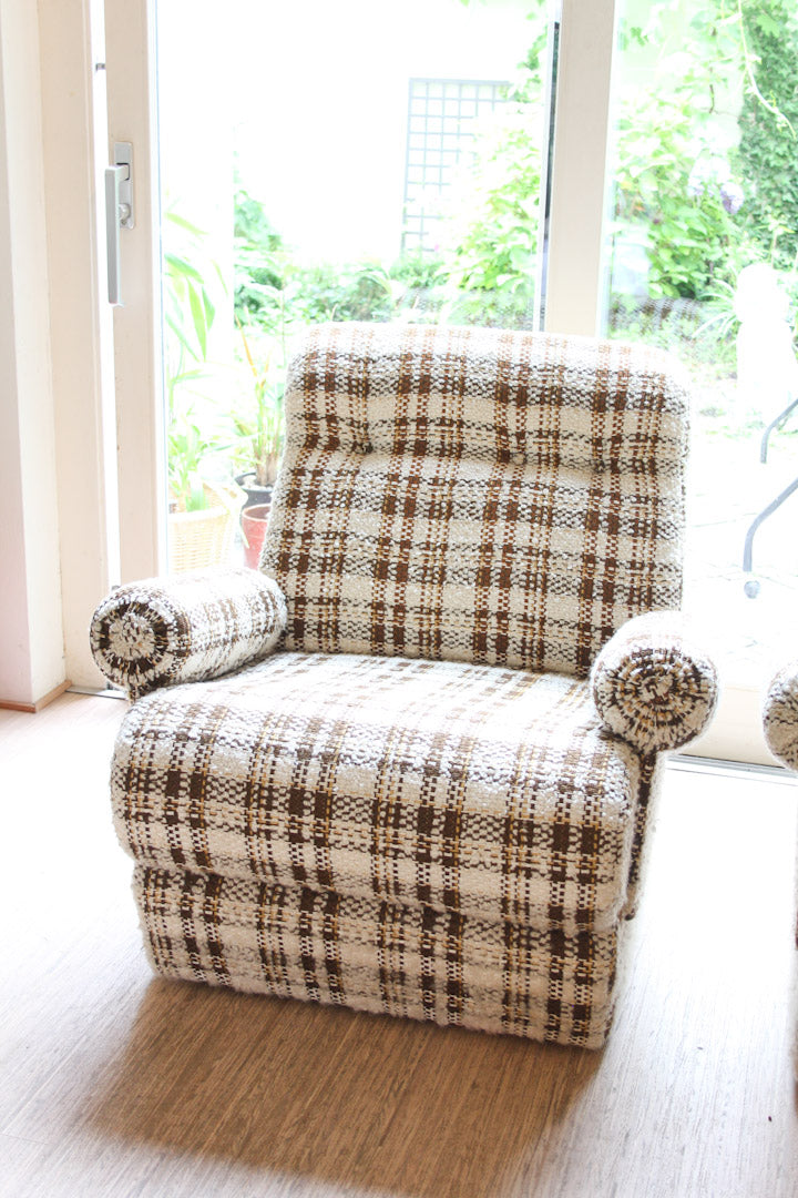 Jaren 70 vintage geruite fauteuil