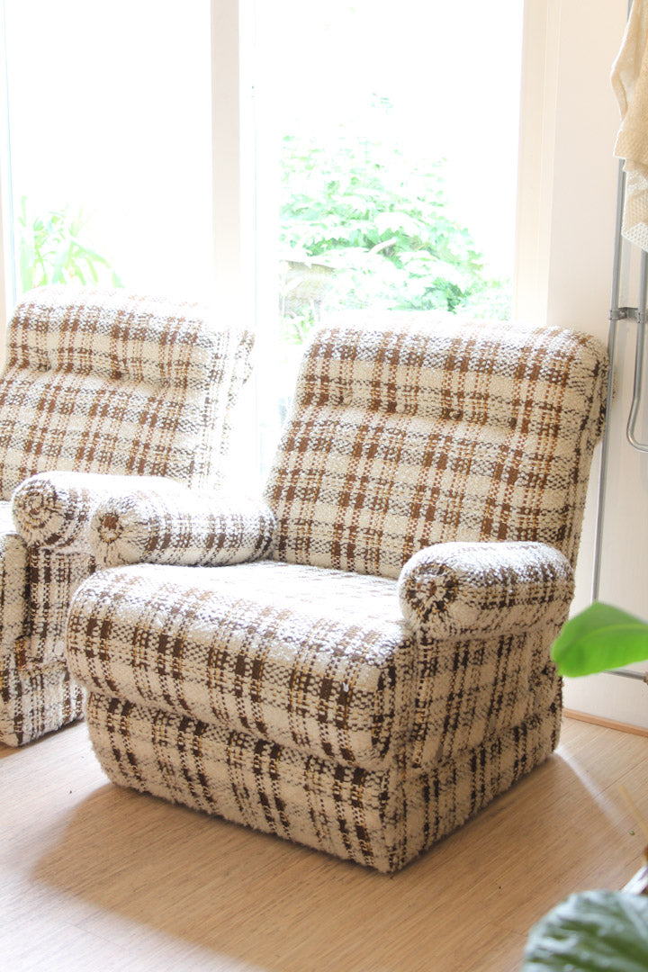 Jaren 70 vintage geruite fauteuil