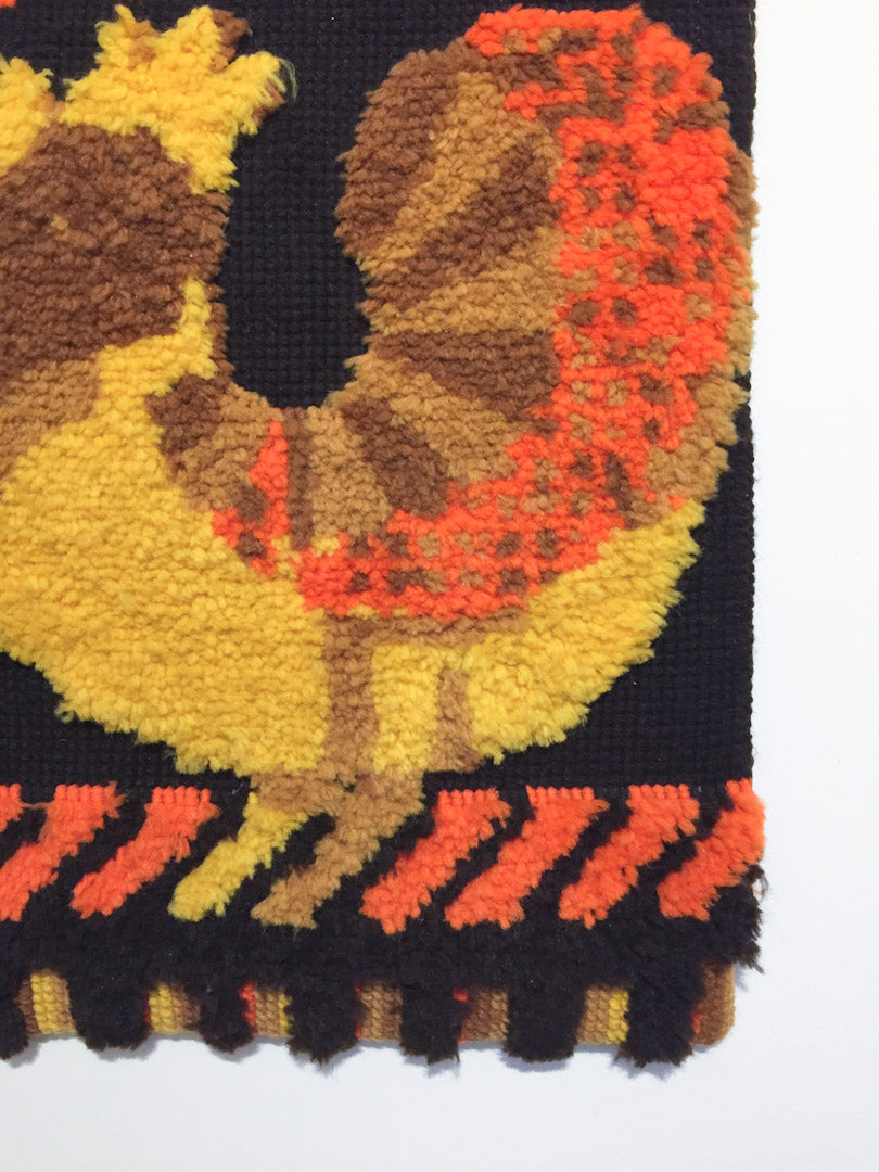 Jaren 70 wandkleed van bruin / oranje / geel wol